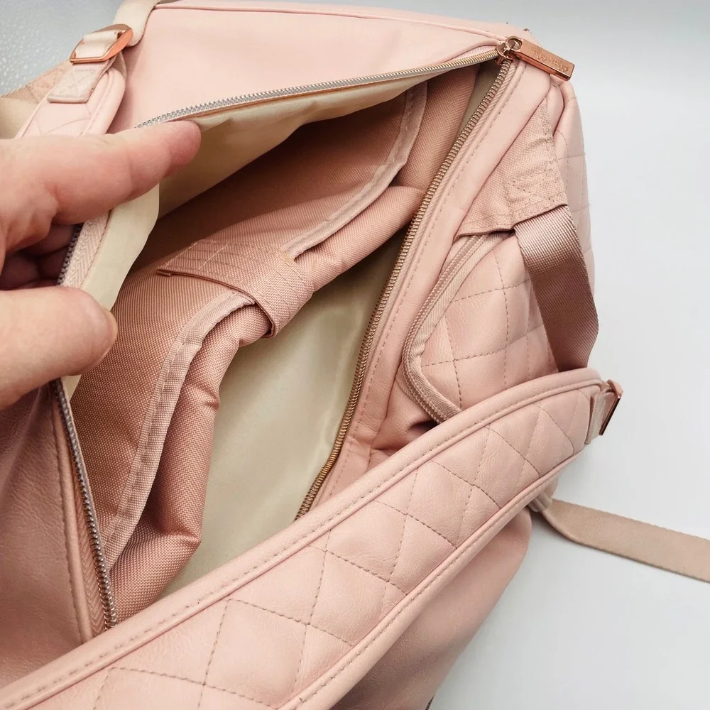 READ-Itzy Ritzy Boss Plus Diaper Bag Backpack Blush Pink‎ Vegan Leather Travel